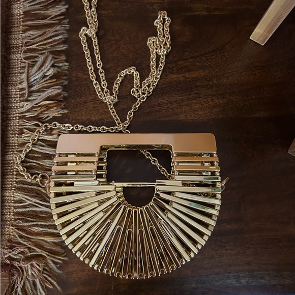 Cult Gaia Metallic Gaia's Ark Top Handle Clutch Nano Acrylic Crossbody Bag Gold - Picture 3 of 11